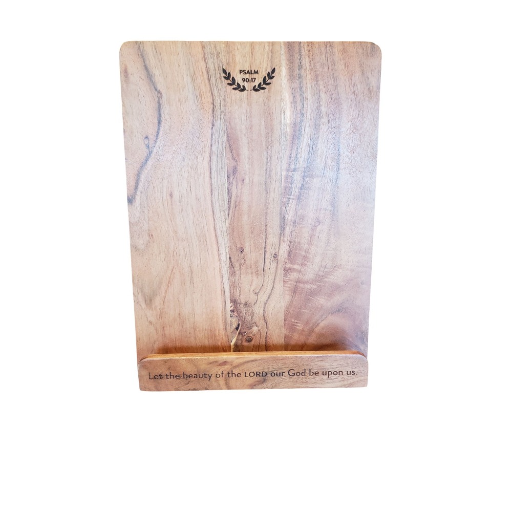 Mary & Martha Wooden Easel Scripture Stand Psalm 90:17 Natural Wood Decor J1894